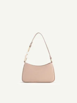 Acrylic Embellished Croc-Effect Embossed Shoulder Bag