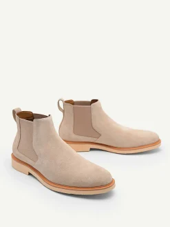 Beige Leather Ankle Boots
