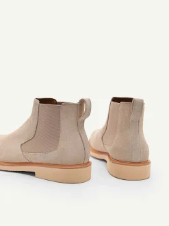 Beige Leather Ankle Boots