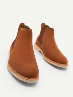 Camel Leather Ankle Boots