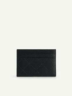 Cris-Cross Pattern Leather Cardholder