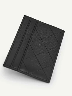 Cris-Cross Pattern Leather Cardholder