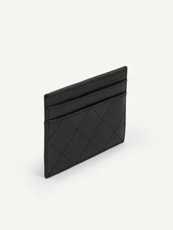 Cris-Cross Pattern Leather Cardholder