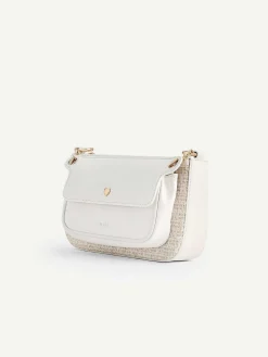 Dilone Houndstooth Double Flap Shoulder Bag