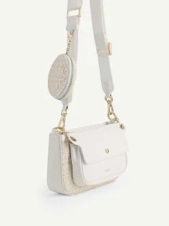 Dilone Houndstooth Double Flap Shoulder Bag