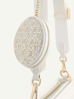 Dilone Houndstooth Double Flap Shoulder Bag