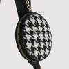 Dilone Houndstooth Double Flap Shoulder Bag