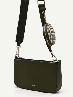 Dilone Houndstooth Double Flap Shoulder Bag