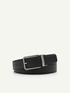 Embossed Leather Reversible Pin Belt
