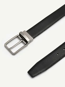 Embossed Leather Reversible Pin Belt