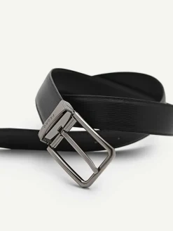 Embossed Leather Reversible Pin Belt