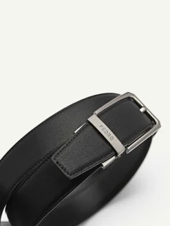 Embossed Leather Reversible Pin Belt