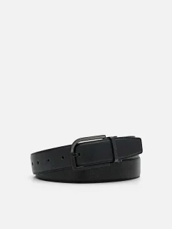 Embossed Leather Reversible Pin Belt