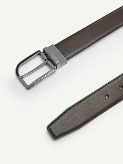 Embossed Leather Reversible Pin Belt