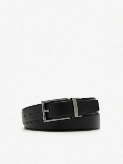 Embossed Leather Reversible Pin Belt