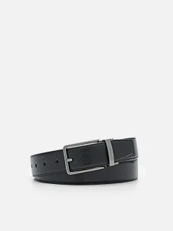 Embossed Leather Reversible Pin Belt