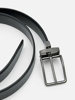 Embossed Leather Reversible Pin Belt