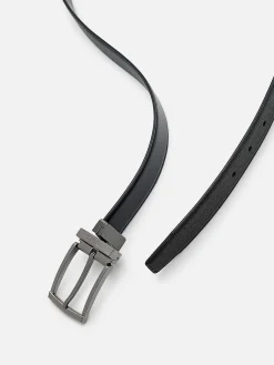 Embossed Leather Reversible Pin Belt