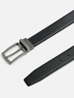 Embossed Leather Reversible Pin Belt