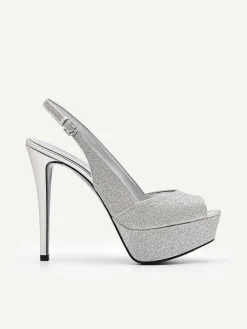Glitter Slingback Heel Sandals