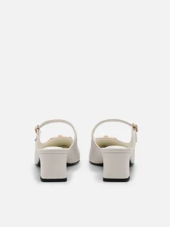 Jean Leather Heel Mules