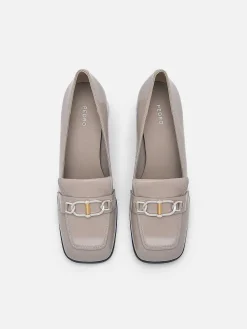 Jean Leather Heel Pumps