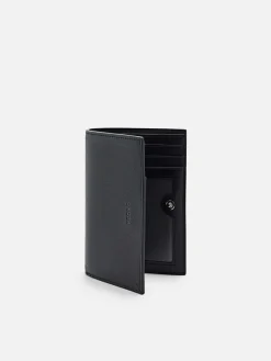 Leather Bi-Fold Card Holder With Lanyard