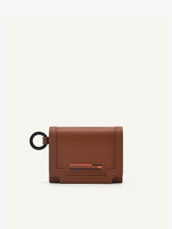 Leather Bi-Fold Card Holder With Key Ring
