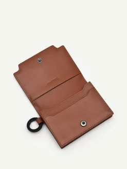 Leather Bi-Fold Card Holder With Key Ring