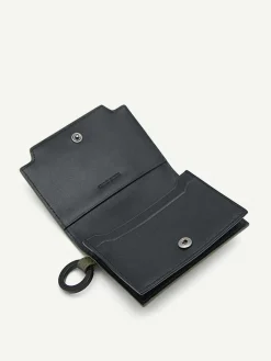 Leather Bi-Fold Card Holder With Key Ring