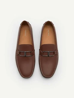 Leather Buckle Driving Shoes