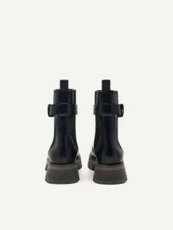 Leather Buckled Chelsea Boots
