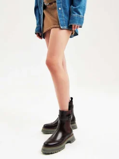 Leather Buckled Chelsea Boots
