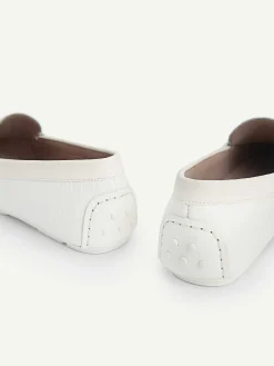 Lizard-Effect Leather Bow Driving Shoes