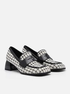 Maggie Leather Tweed Loafers