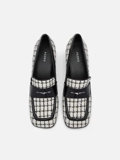 Maggie Leather Tweed Loafers