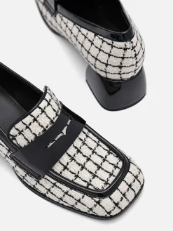 Maggie Leather Tweed Loafers