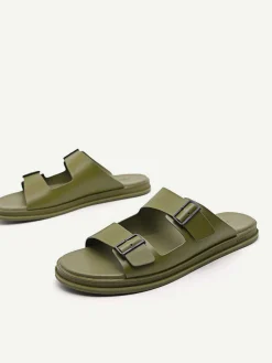 Monochrome Double Strap Slide Sandals