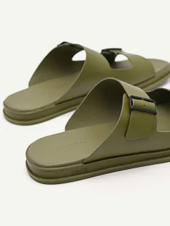 Monochrome Double Strap Slide Sandals