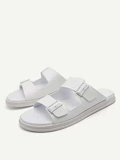 Monochrome Double Strap Slide Sandals
