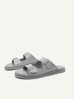 Monochrome Double Strap Slide Sandals