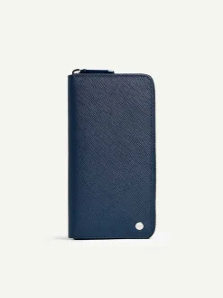 Oliver Embossed Leather Zip-Around Wallet