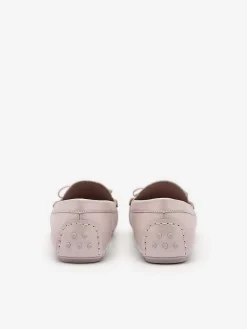 Pearlized Calf Leather Bow Driving Shoes