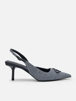Pedro Icon Fabric Pointed Slingback Pumps