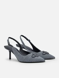 Pedro Icon Fabric Pointed Slingback Pumps