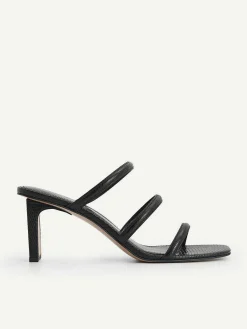 Strappy Heel Lizard-Effect Sandals