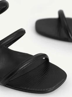 Strappy Heel Lizard-Effect Sandals