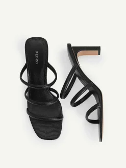 Strappy Heel Lizard-Effect Sandals
