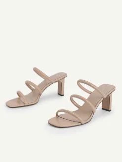 Strappy Heel Lizard-Effect Sandals