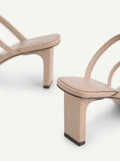 Strappy Heel Lizard-Effect Sandals